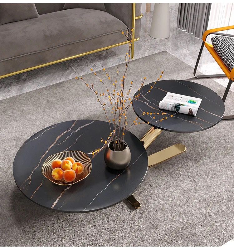 2 in 1 marble top coffee table (black)