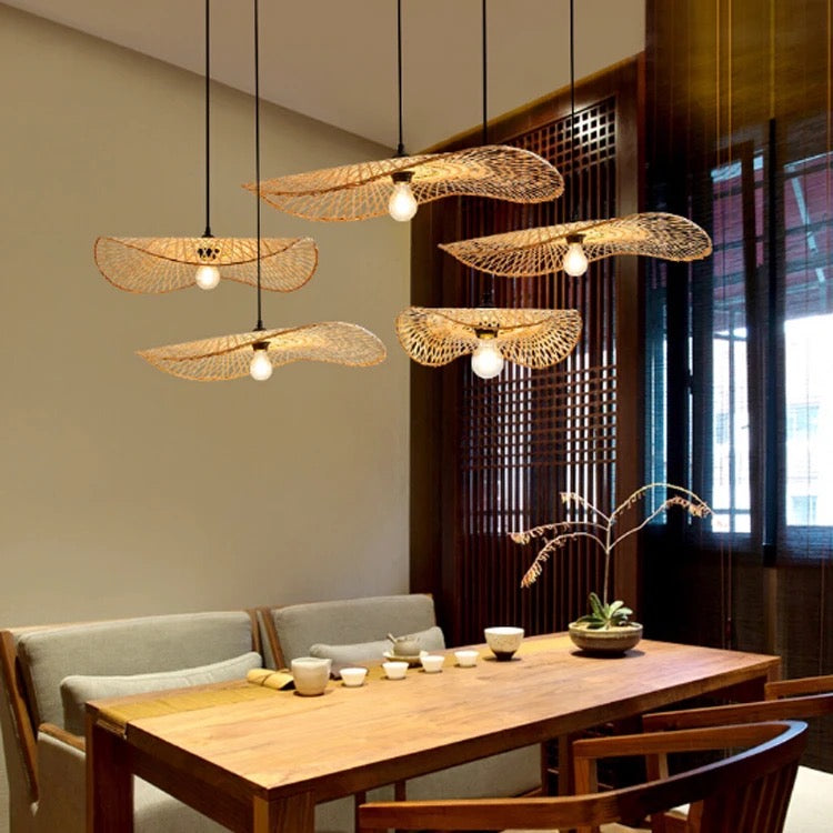 Woven Rattan Chandelier-5 Heads