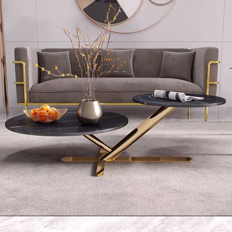 2 in 1 marble top coffee table (black)