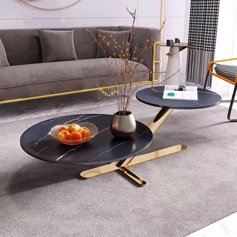 2 in 1 marble top coffee table (black)