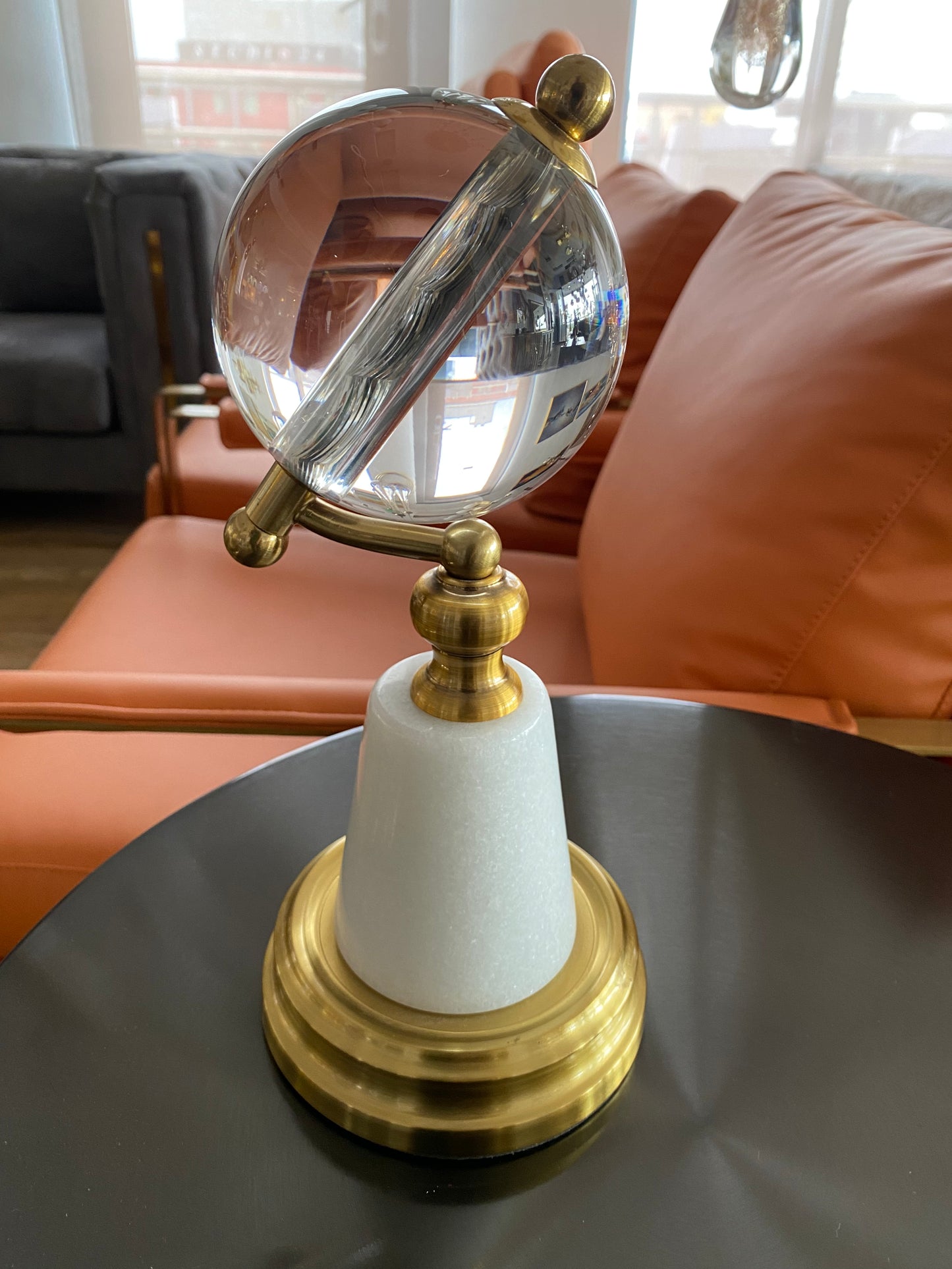 Crystal & clock marble base decor