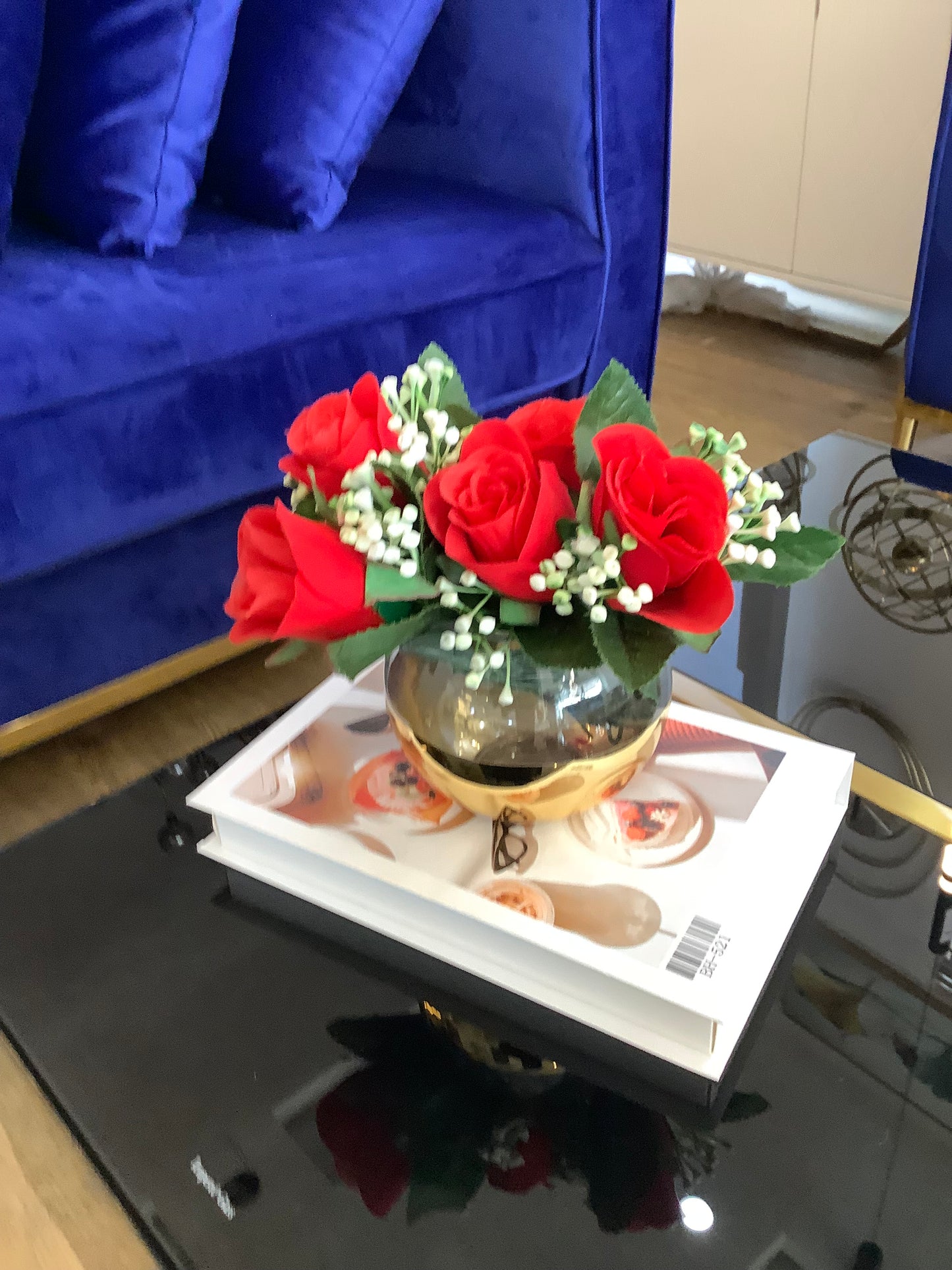 Gold vase and flower