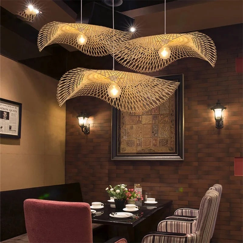Woven Rattan Chandelier-3 Heads