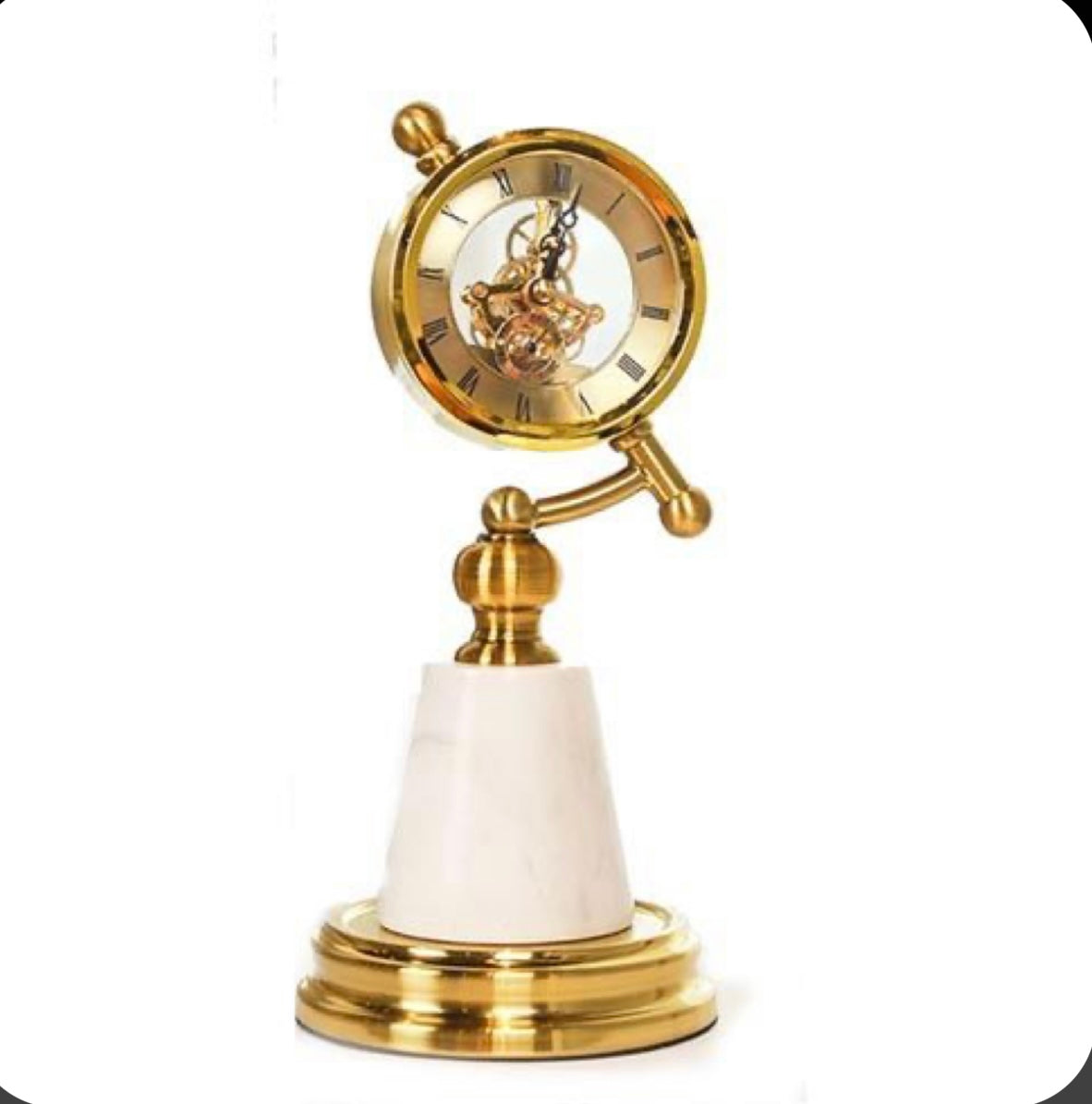 Crystal & clock marble base decor