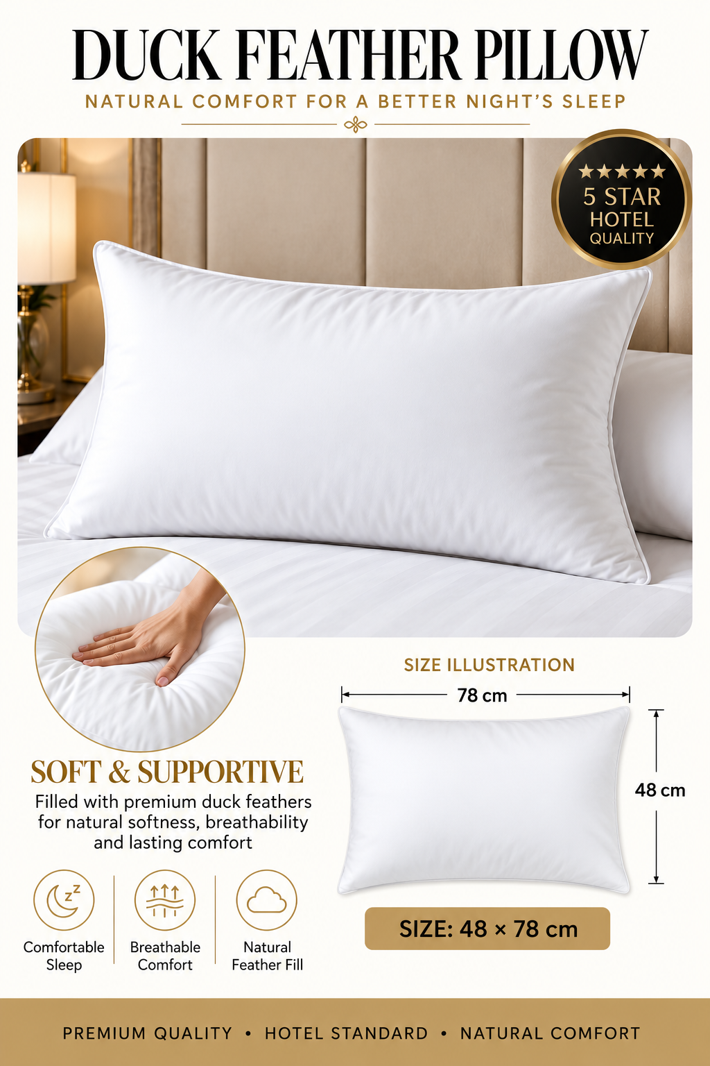 Soft duck feather pillows