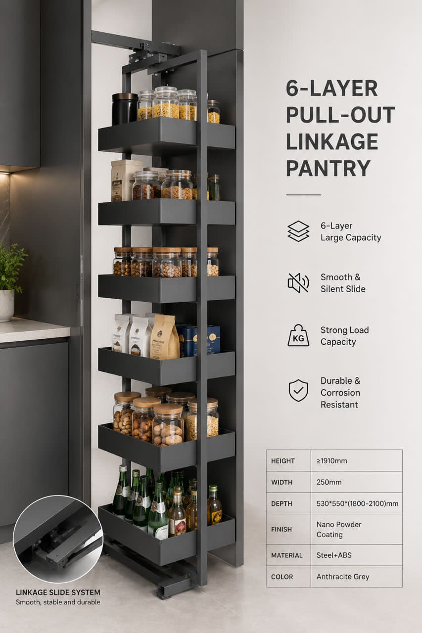 6 Layer Pullout Linkage Pantry
