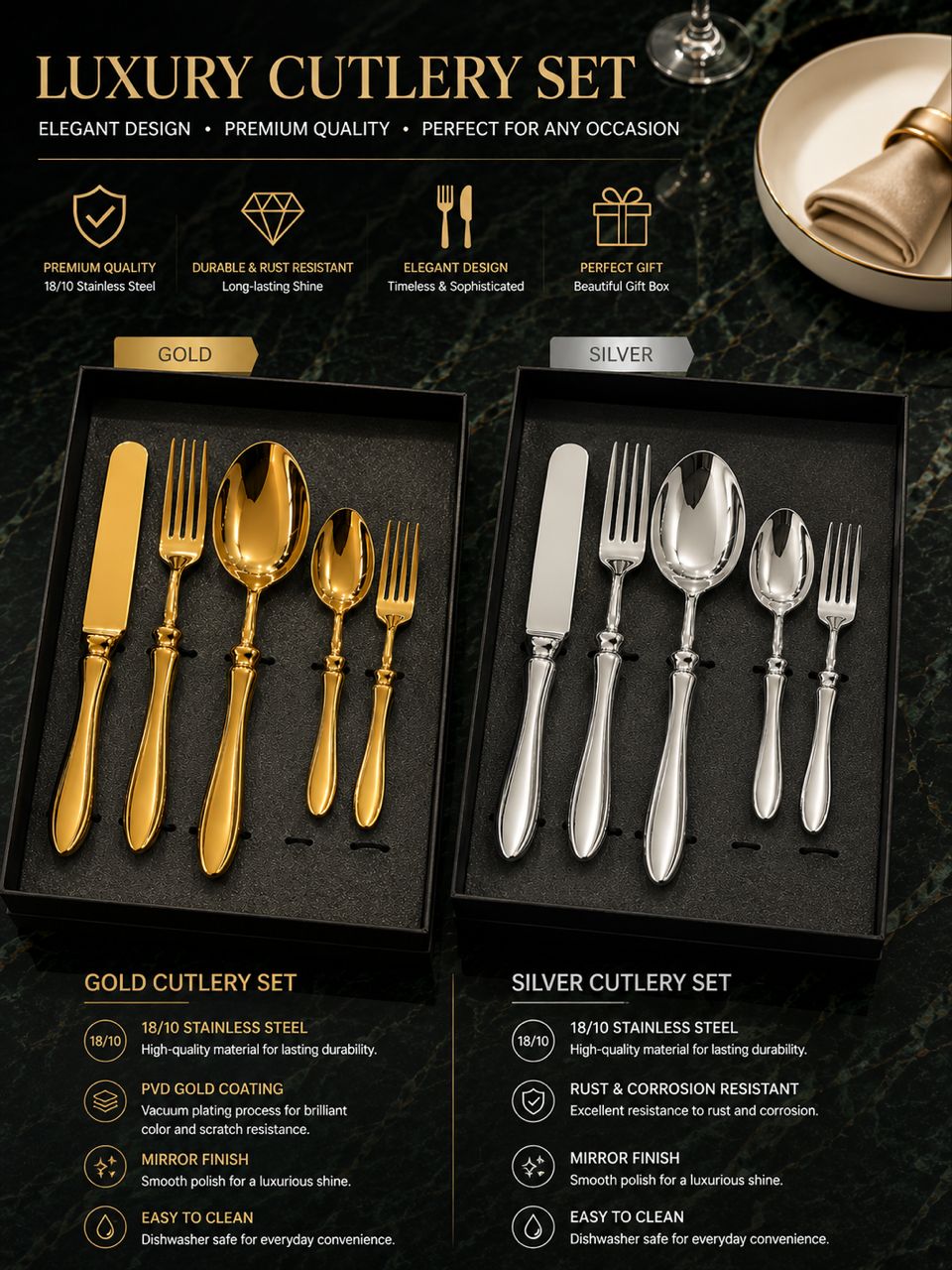 Gold Cutlery set(5pcs)