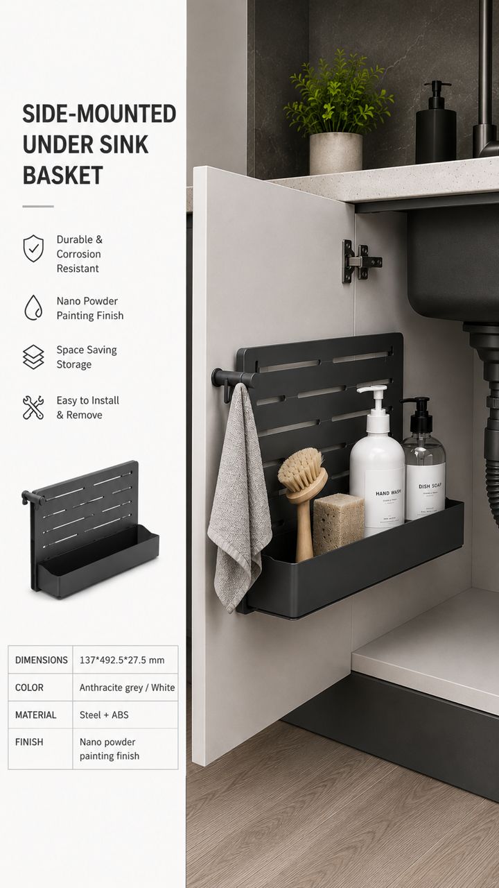Side Mounted Under Sink Basket