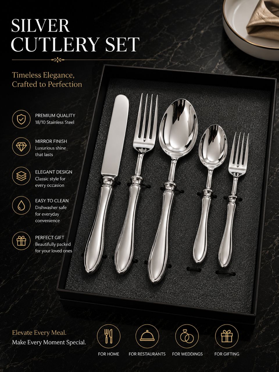 Silver Cutlery set (5pcs)