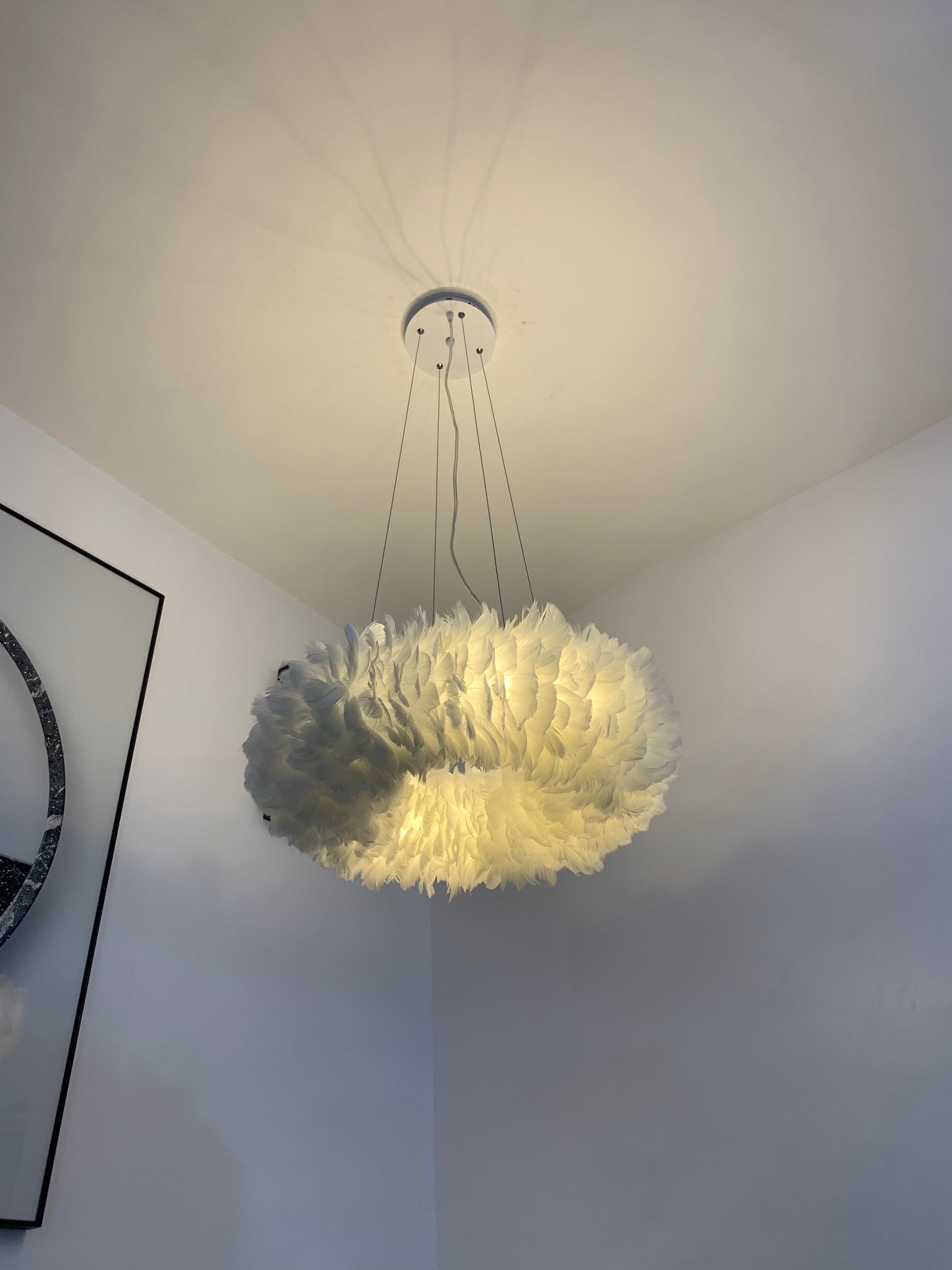 Feather chandelier