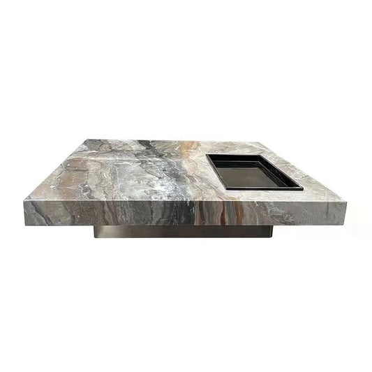 Solid stainless steel base+natural marble coffee table