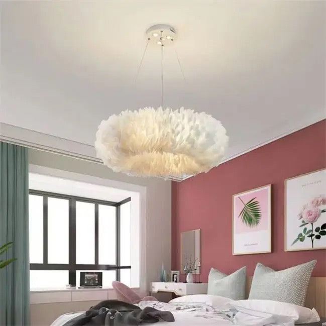 Feather chandelier