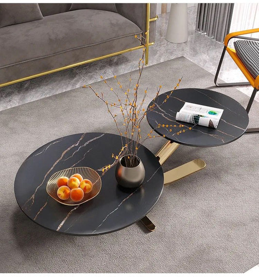 2 in 1 marble top coffee table (black)