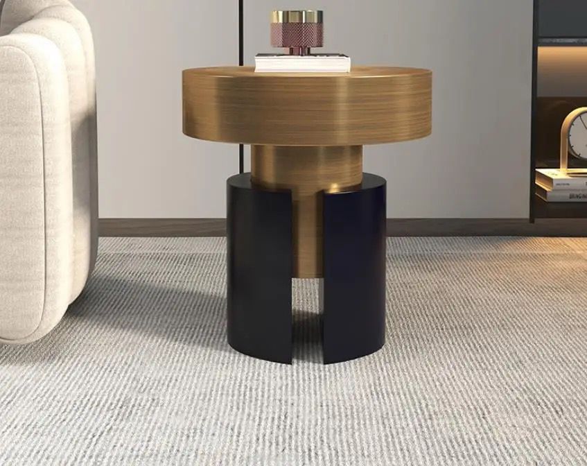Gold and black knot side stool