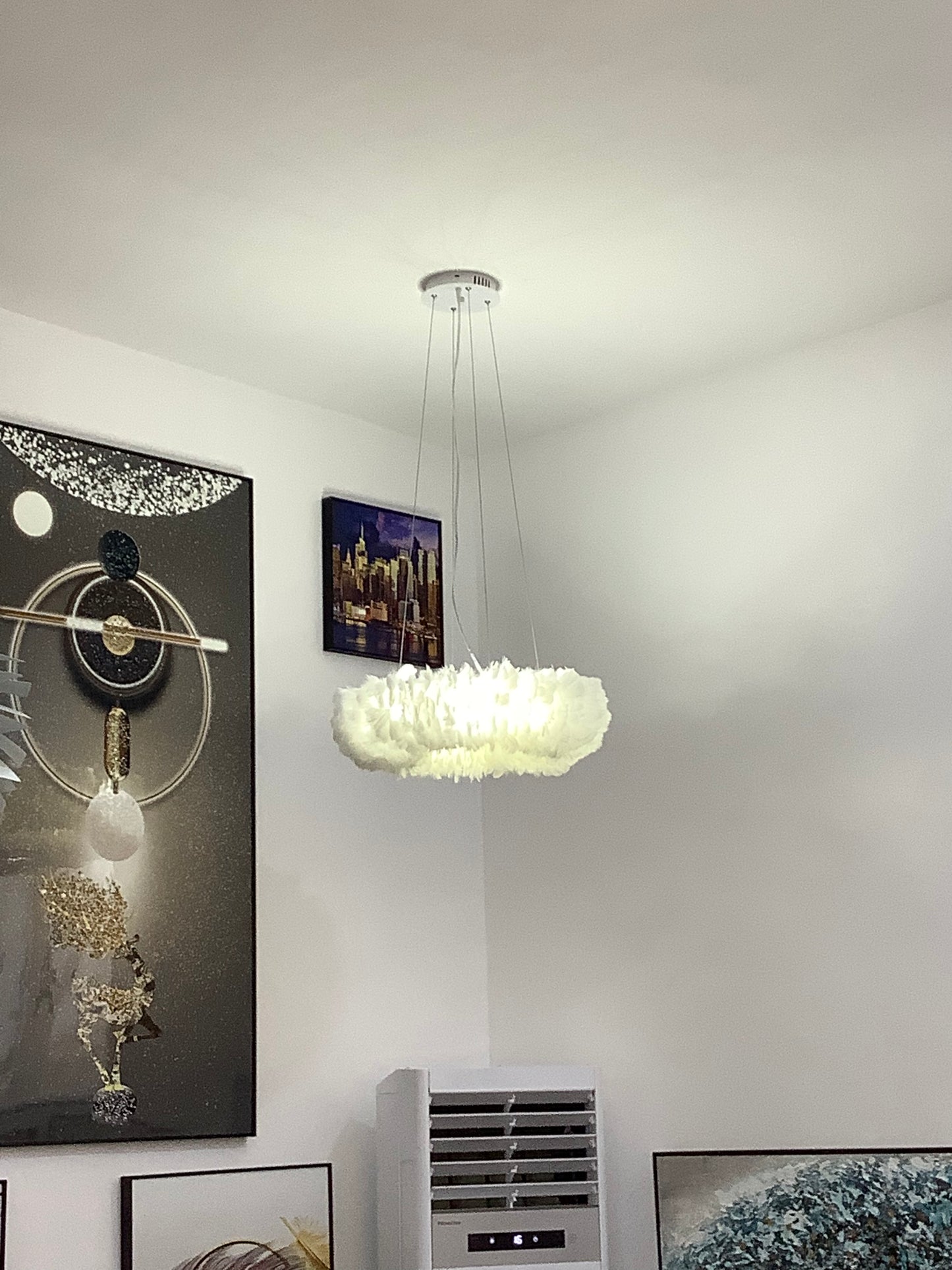 Feather chandelier