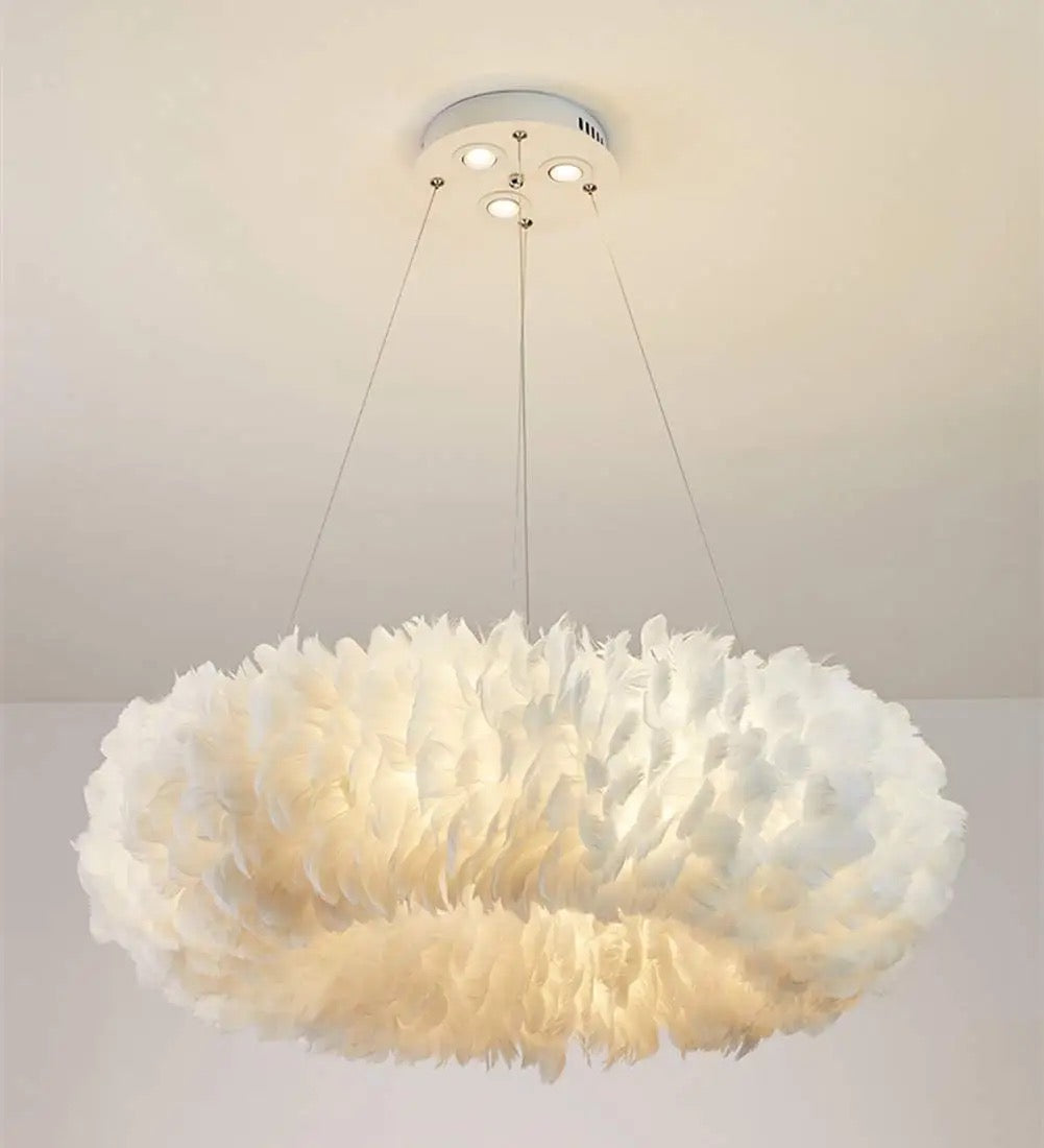 Feather chandelier