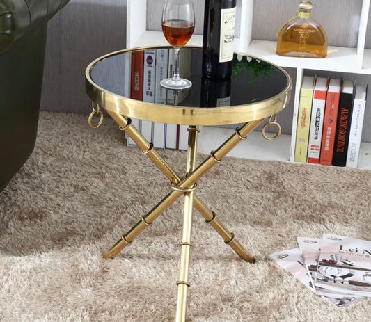 3 legged side stool glass top