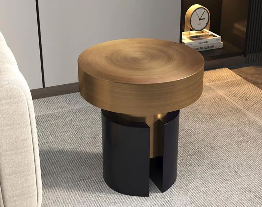 Gold and black knot side stool