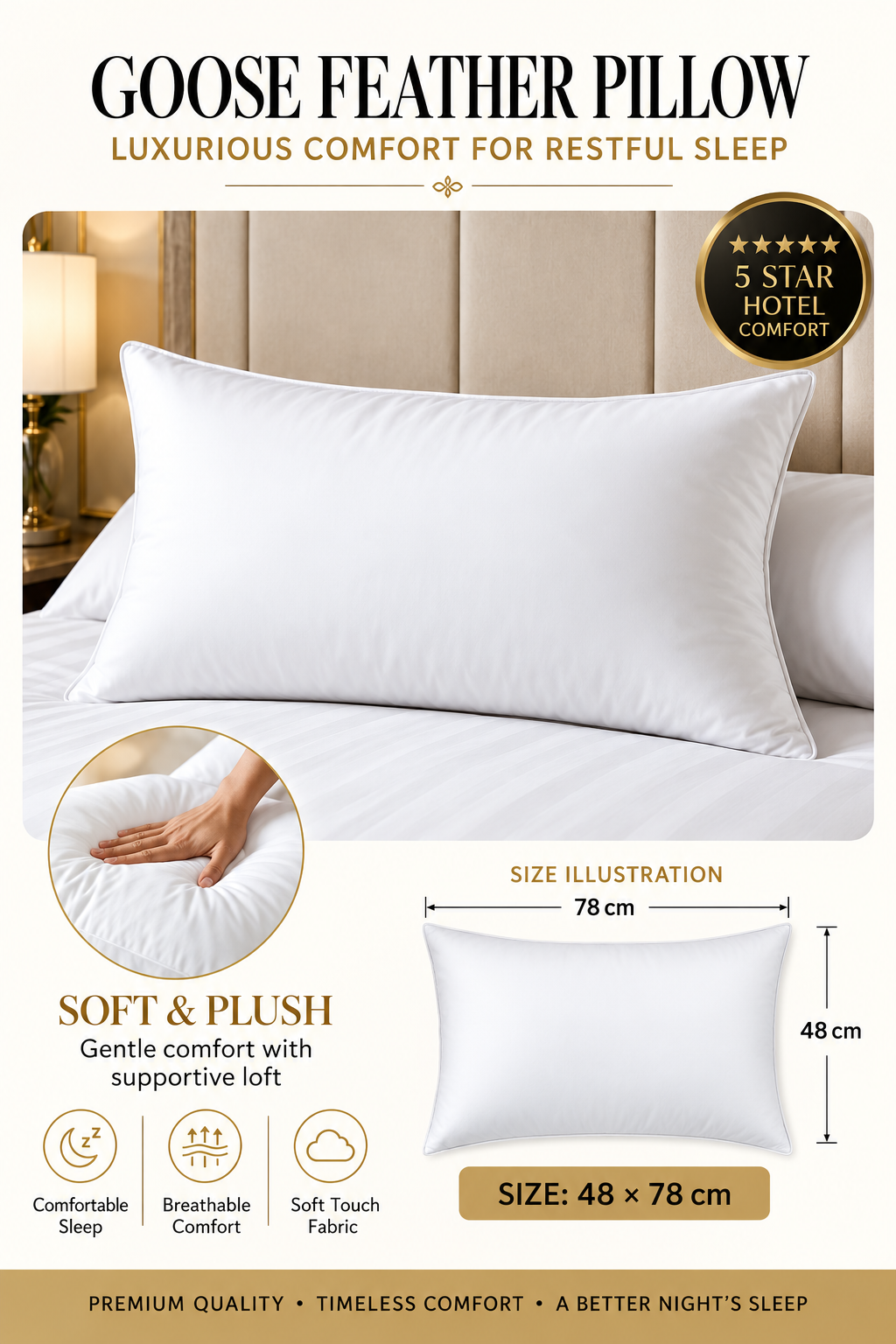 Soft goose feather pillows