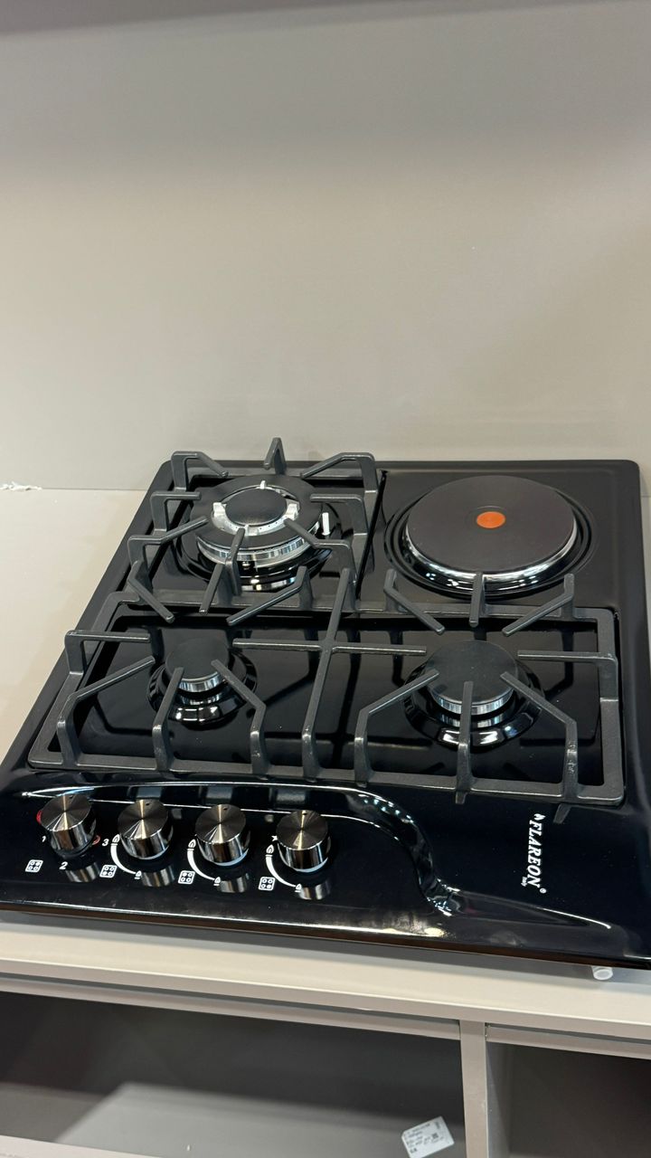 3 burner 1 electric stove inbuilt Gas Cooker
