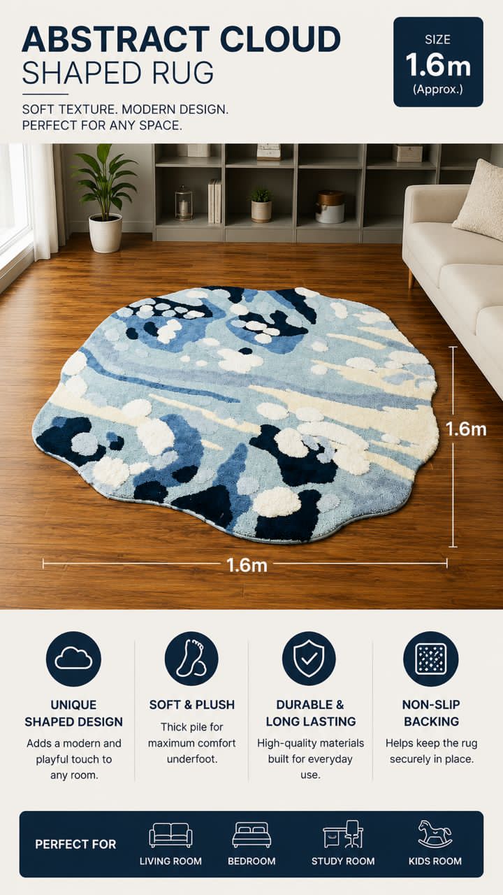 Abstract Cloud Shaped Rug