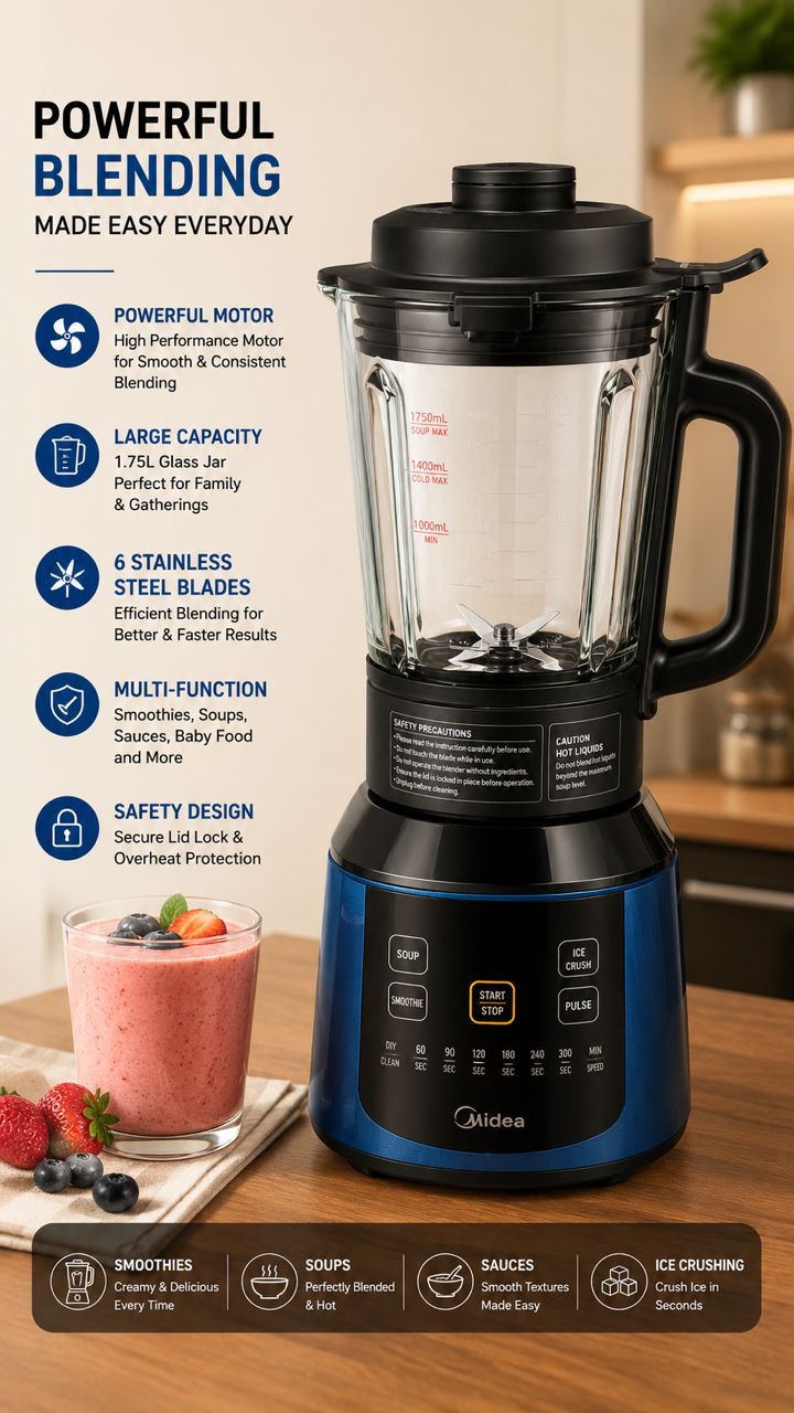 1.75L midea blender