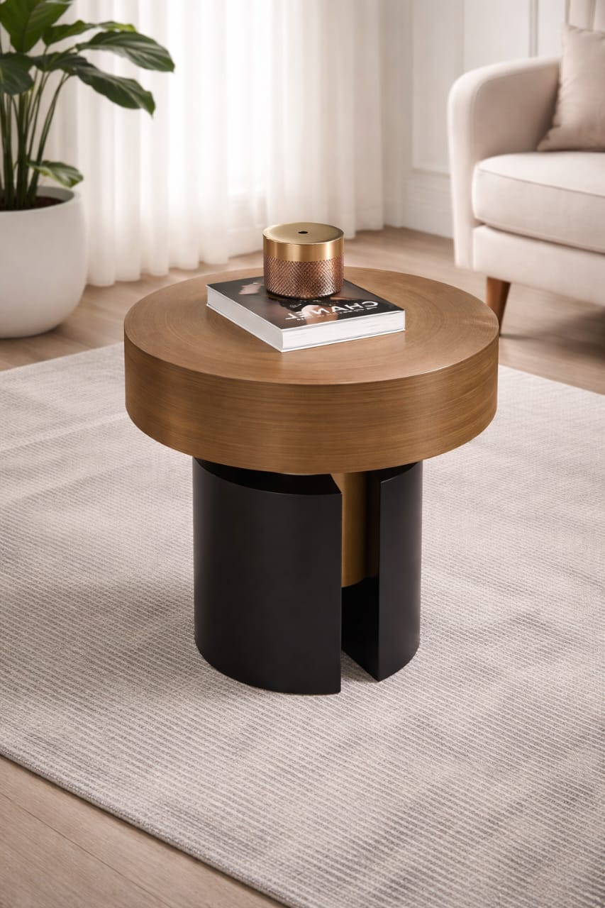 Gold and black knot side stool