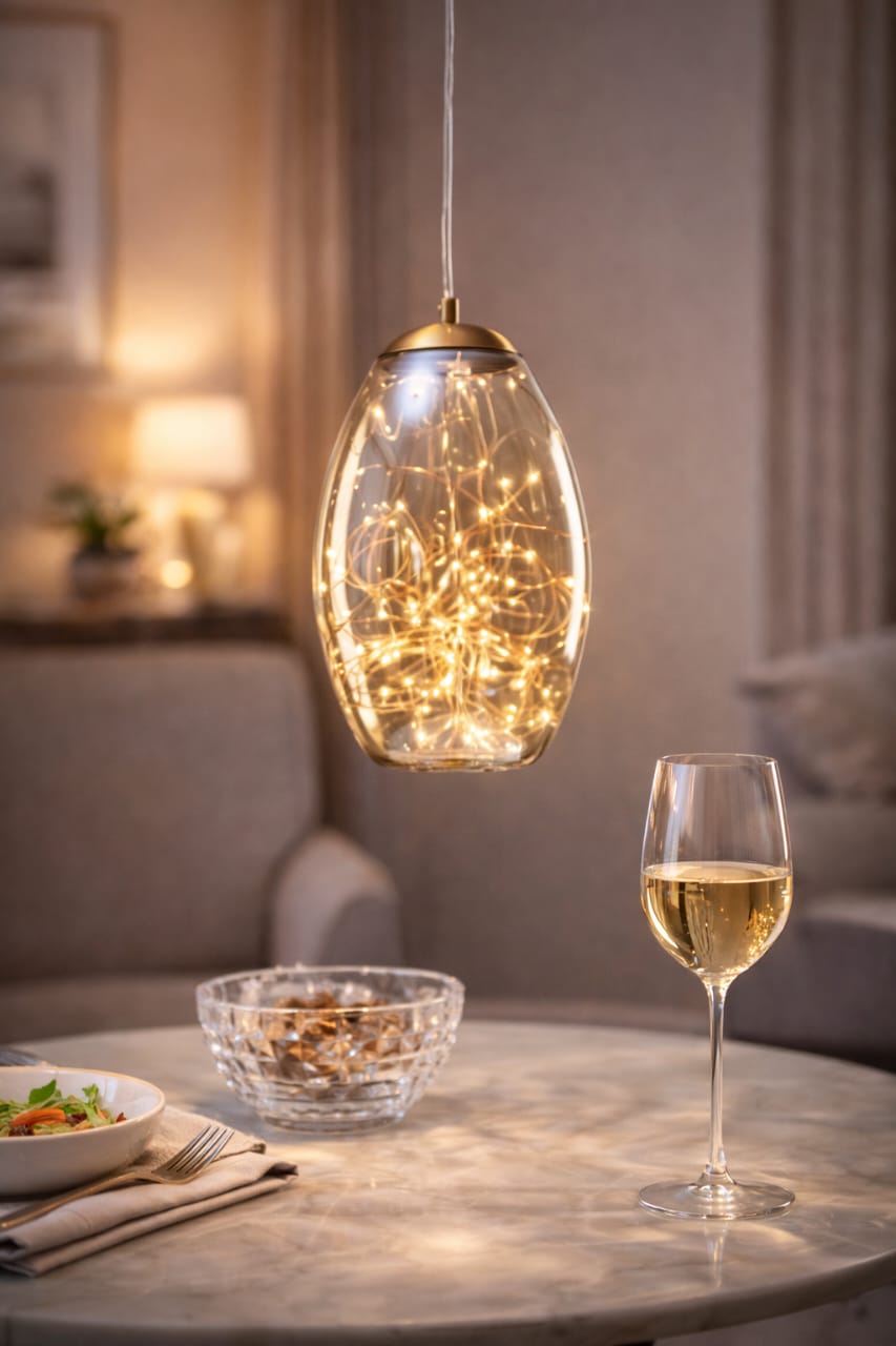 Amber pendant light