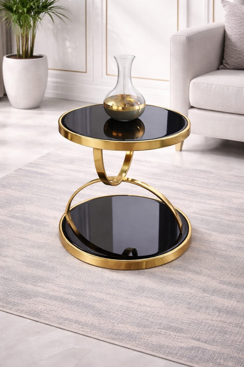 Side stool (Gold leg&Glass top)