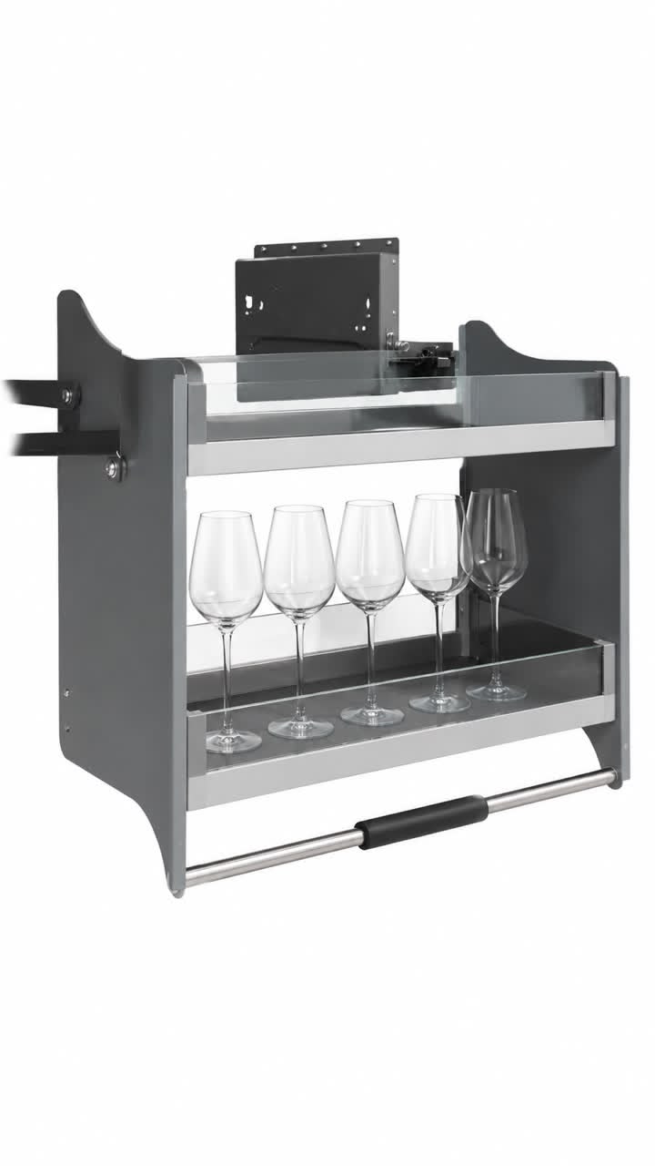 Kitchen Elevator pull-down storage basket( Glass design)