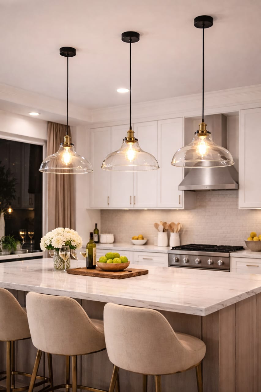 Glass pendant light