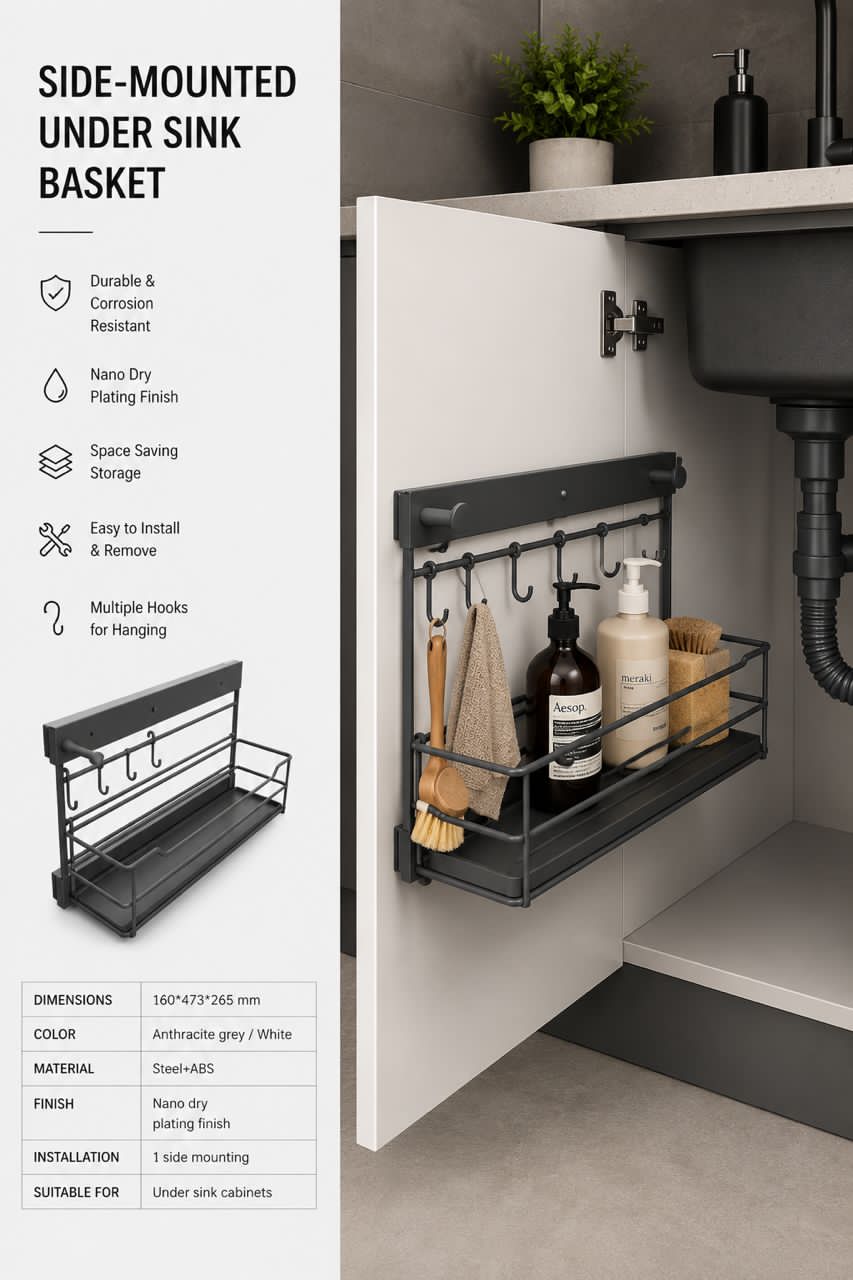 Side Mounted Under Sink Basket