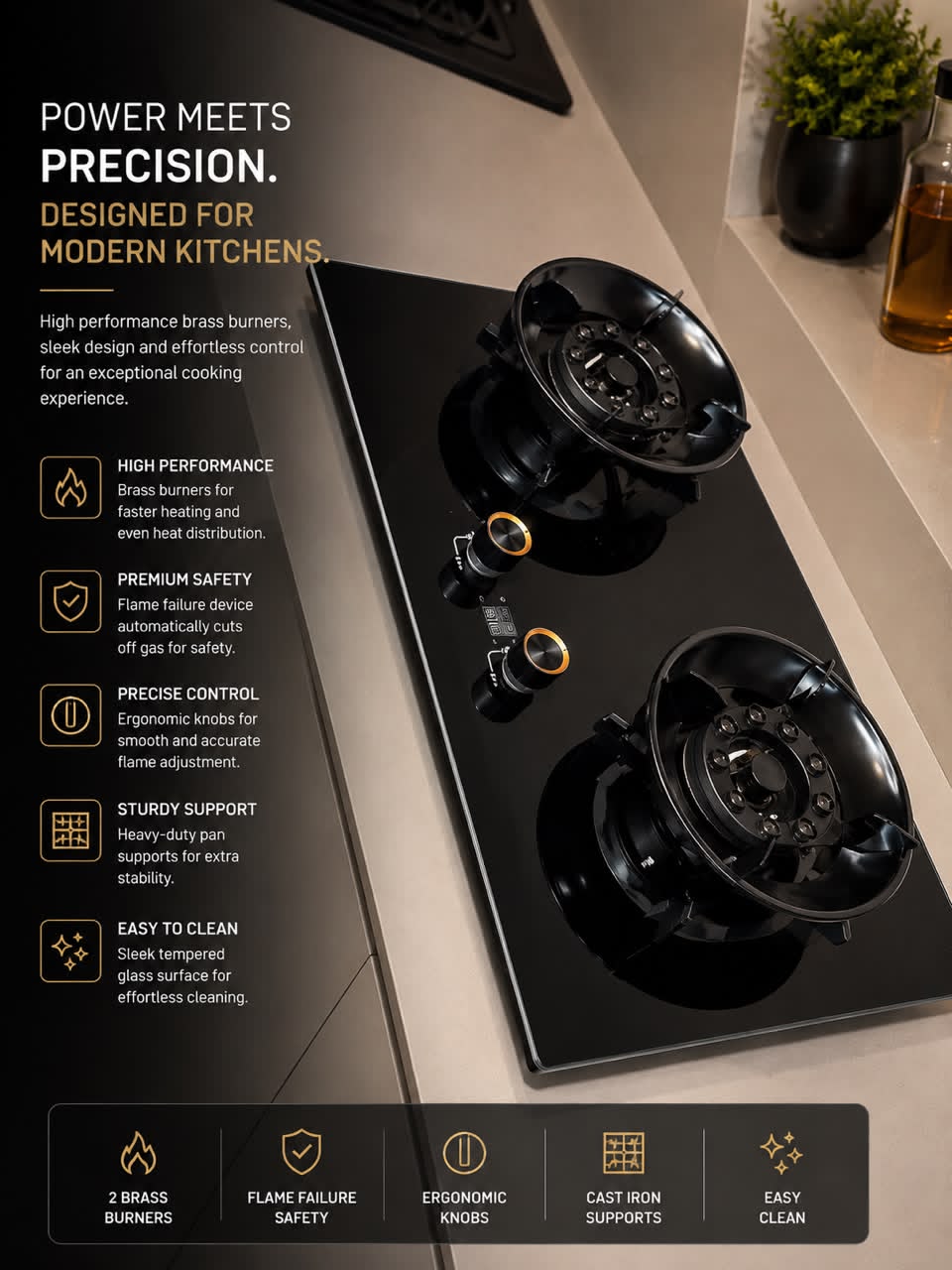 Built-in 2 burner cooker