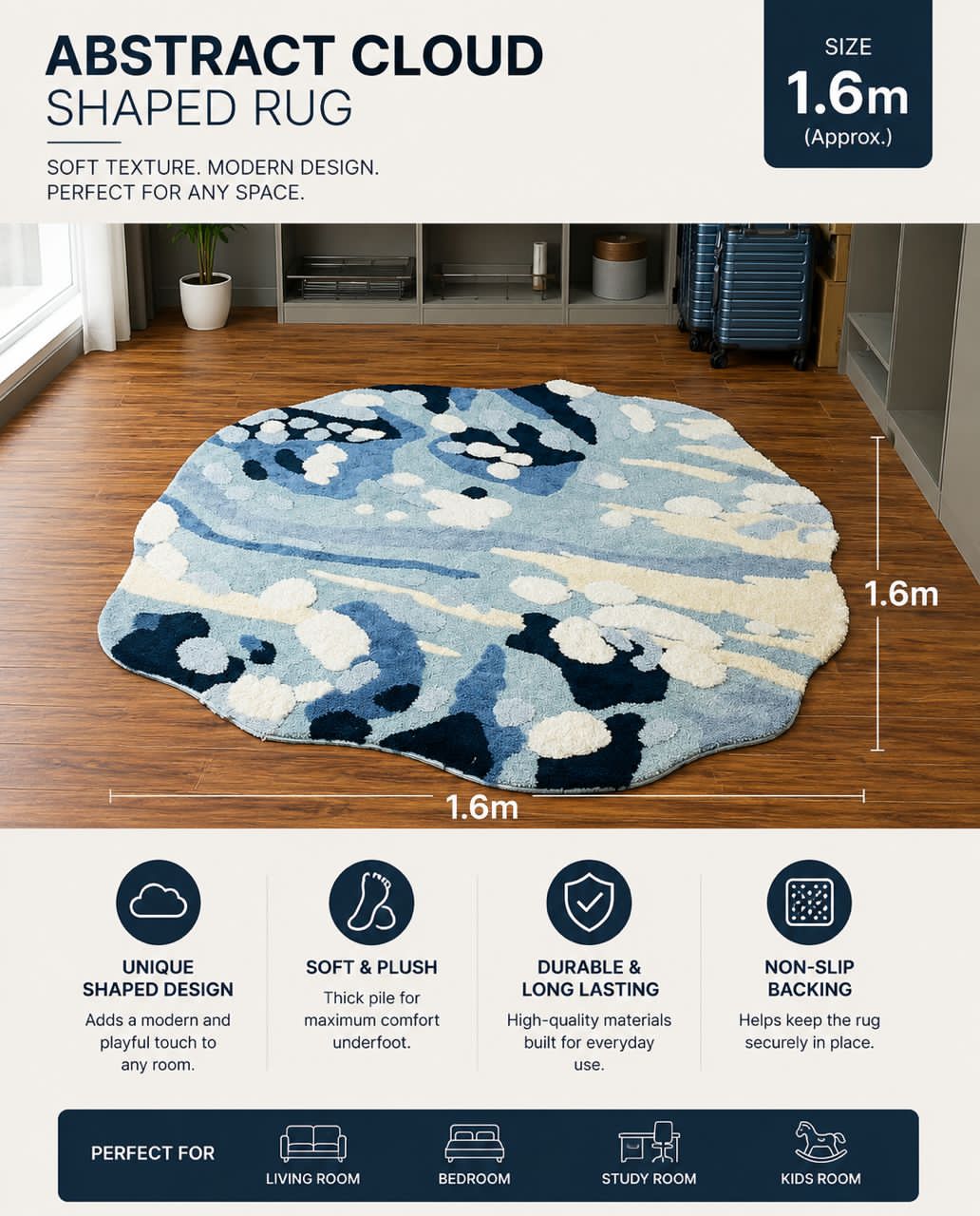 Abstract Cloud Shaped Rug