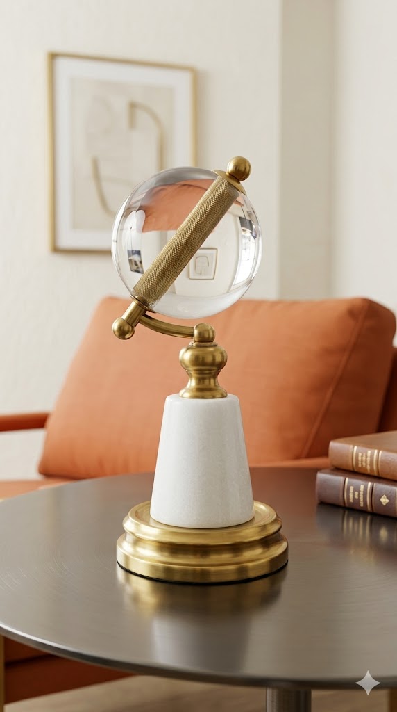 Crystal & clock marble base decor CSL02