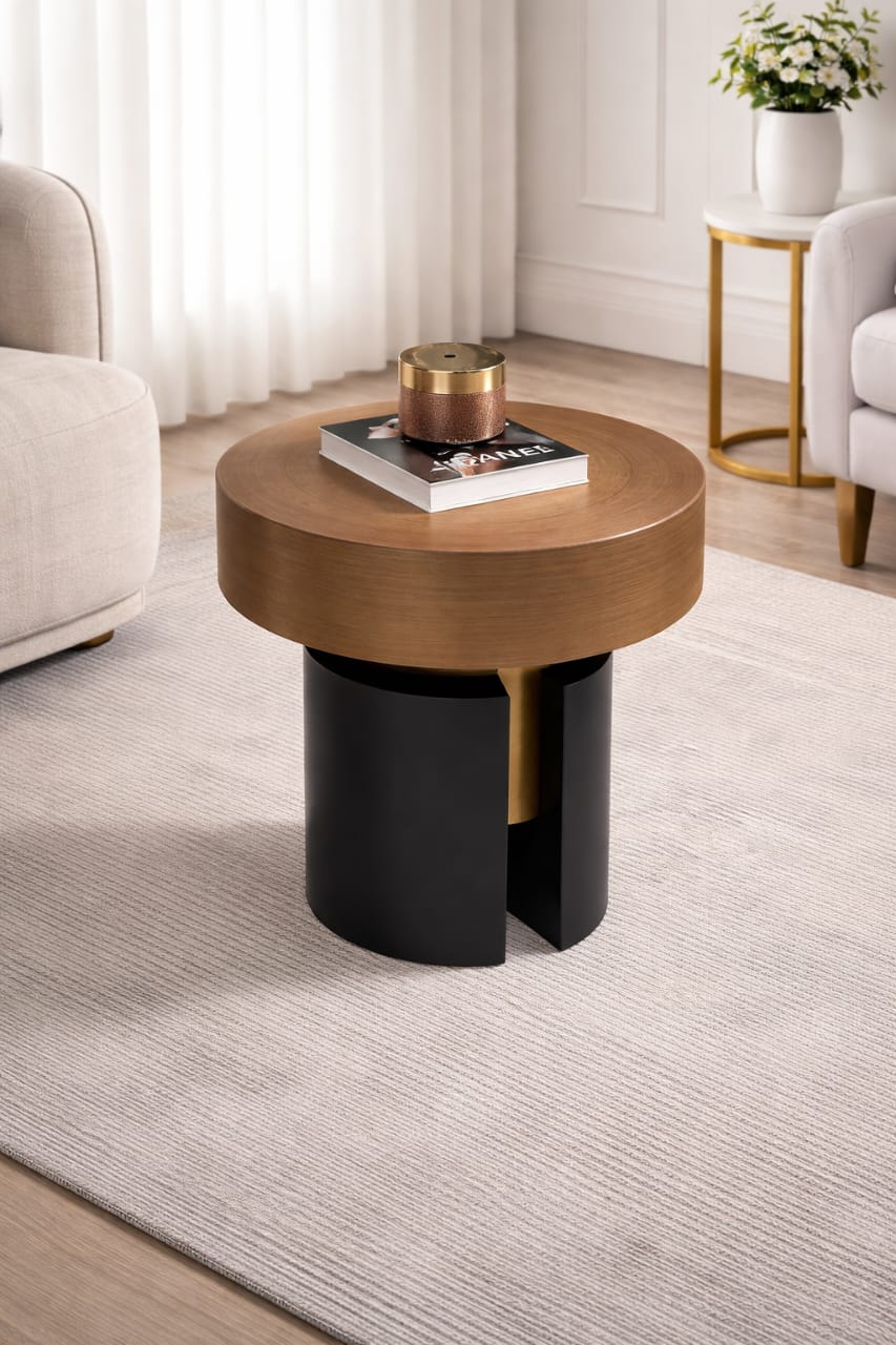 Gold and black knot side stool
